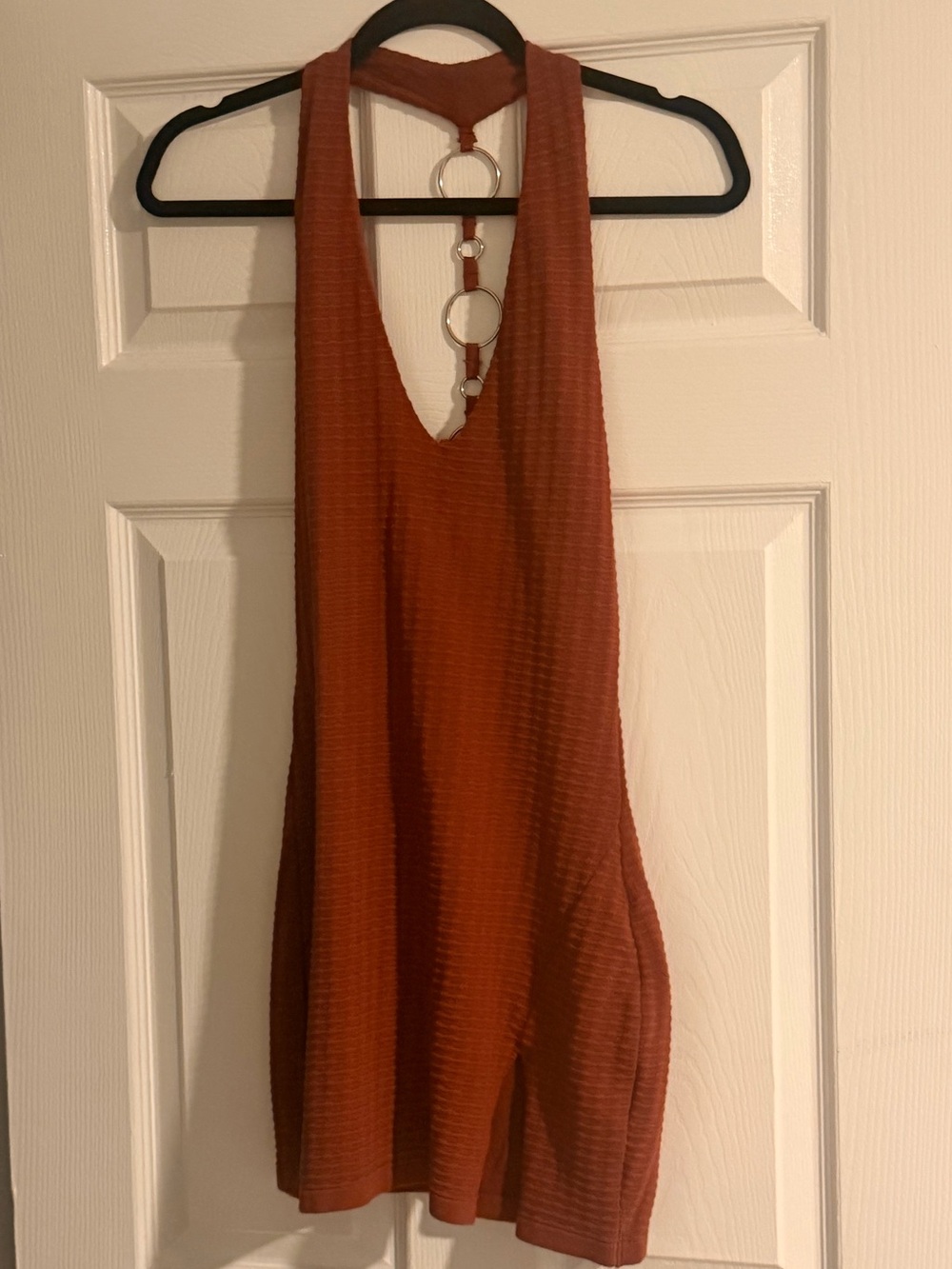 Windsor Mini Dress with Ring Halter in Rust